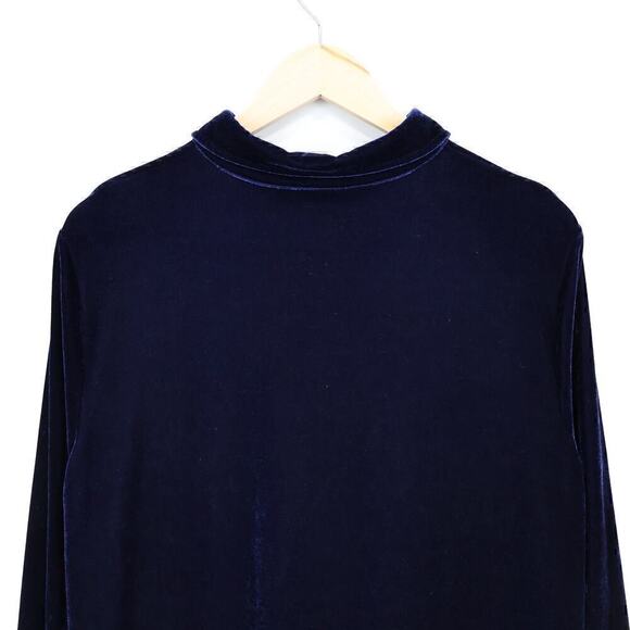 Soft Surroundings Velvet Boyfriend Tunic Button Down Shirt Deep Navy Size Large - Picture 6 of 8